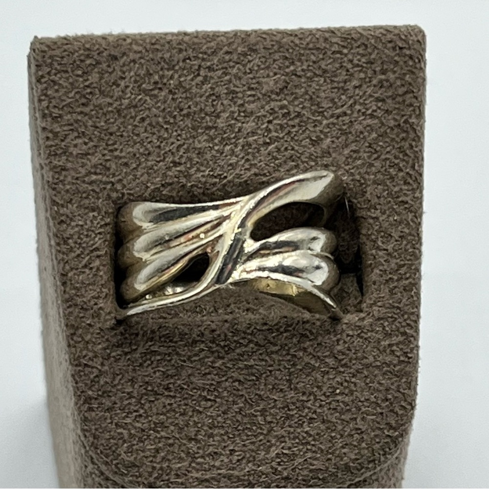 Women's Sterling Silver Open Ring, Multi-Layer Cross Wrap Shape, Punk Style 6